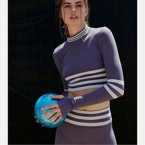 NWOT Free People Triumph Stripe Cropped Turtleneck